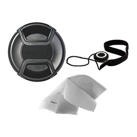 Olympus OM-D E-M1 Mark II Lens Cap Center Pinch (72mm) + Lens Cap Holder + Microfiber Cleaning Cloth.