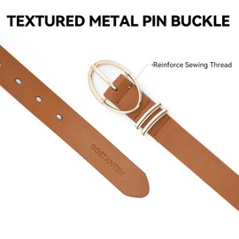 BOSTANTEN Women Belt for Jeans Dresses Pants Trendy Women Leather Waist Belt Black with Silver Oval Buckle, 001 Brown, Länge 100CM,25"-30" taille verstellbar