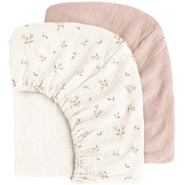 MairMore Muslin Cotton Crib Sheets - Neutral Fitted Sheets for Standard Crib& Toddler Mattress Soft and Breathable Baby Sheets for Boys and Girls - 28"x52"