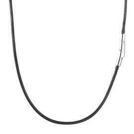 RWQIAN Men's Leather Necklace 2/3 mm with Clasp Leather Cord Chain for Women Black/Brown Rubber Chain Jewellery 46-76 cm, Stainless Steel