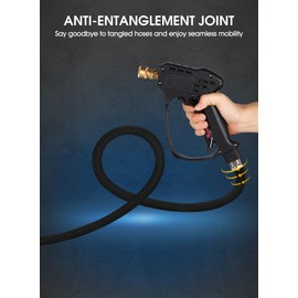 Short Pressure Washer Gun, 5000 PSI Max Swivel High Pressure Washer Handle with 5 nozzles, M22 14MM Swivel Connect & M22 15MM, Car Washer Extension Wand Power Washer Gun for Driveway, Yard, Fence