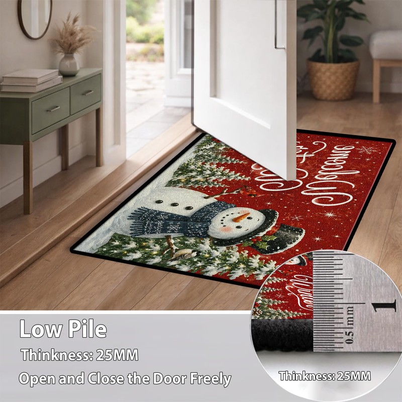 Winter Snowman Door Mat 35 x 23 Inch Non Slip