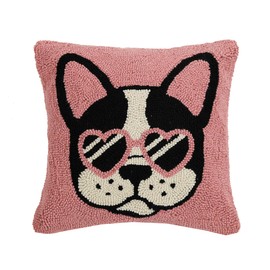 Makers Collective Wool Hook Pillow Shoppe Decorative Pillow, Square, Cool French Bulldog