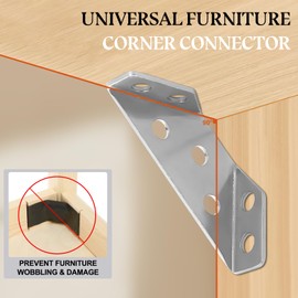 Universal Furniture Corner Connector,Angle Fasten Connector Furniture Triangle Support Frame Stainless Steel Corner Bracket,Trapeziform Corner Brace for Shelf Cabinet Table DIY (20pcs+140pcs Screws)
