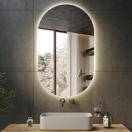 TheiaMo Oval LED Bathroom Mirror, 33"x20" Backlit Frameless Mirror Anti-Fog Smart Lighted Mirror Dimmable Illuminated Mirror CRI95+, Hanging Horizontally or Vertically