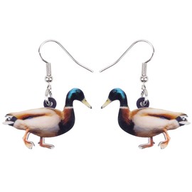 DOWAY Acrylic Charm Cute Quacker Duck Earrings Drop Dangle Jewelry Farm Decoration for Women Funny Party Gifts (Brown)