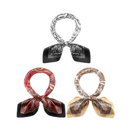 Boyiee 3 Pcs 1950s Vintage Scarf Women Bohemian Chiffon Scarf Retro Square Neck Head Hair Scarf Purse Scarf Neckerchief (Bohemian)