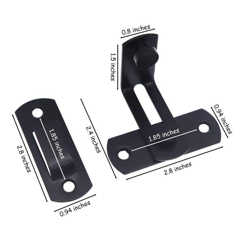 WAYDA Barn Door Lock, 90 Degree Right Stainless Steel Angle