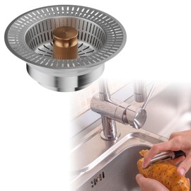 Milageto Kitchen Sink Drain Strainer Stopper Odor Filter with Anti-clogging Basket Large Capacity Food Catcher Basket for Household