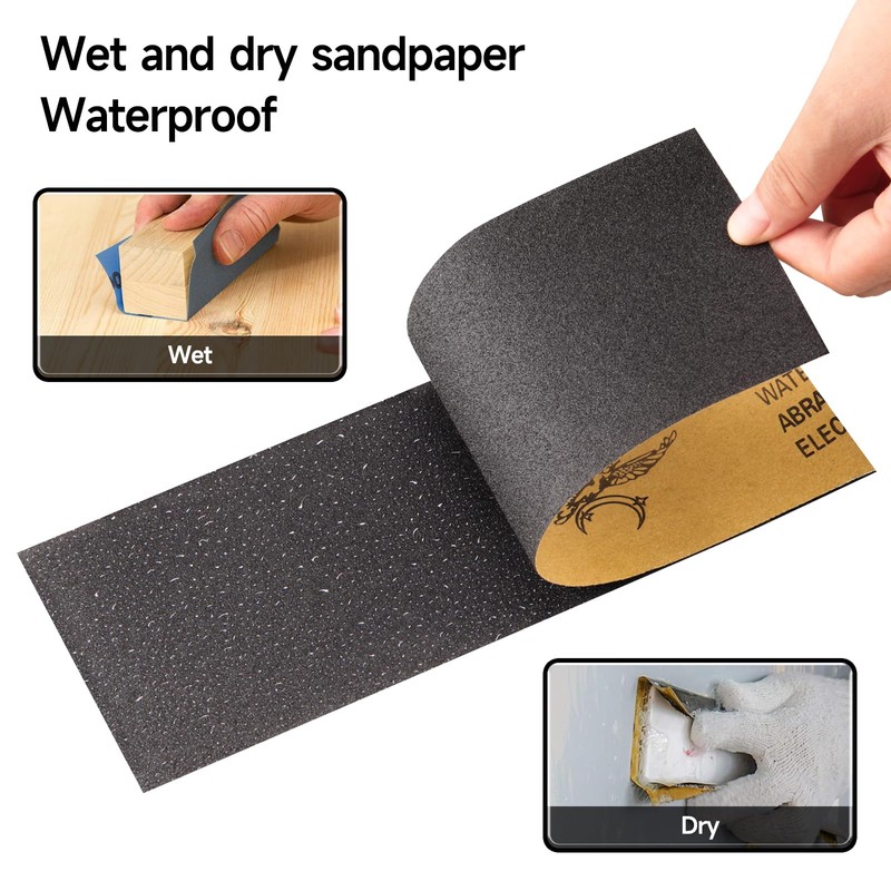 Sandpaper 180 Grit, Wet Dry Sanding Sheets 9 x 3.6