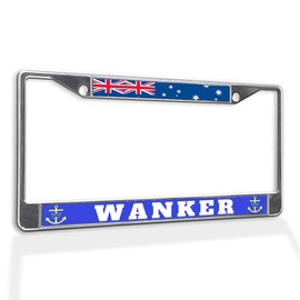 Fastasticdeals Metal Insert License Plate Frame Wanker Britain English England Weatherproof Car Accessories Chrome 2 Holes Solid Insert