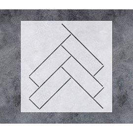 GSS Designs Herringbone Wall Stencil 12x12 Inch - Reusable Brick Repeating Pattern Stencils for Painting on Woods Wall Canvas Furniture - Stencils for Wall Painting