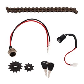 Kuuleyn Bike Link Kit, Bicycle Chain and Sprocket Combination, Electric Bike Sprocket Chain Set 38 Links Bike Chain 410 13 Tooth Sprocket 410 9 Tooth Sprocket with Keyway Electric Door Lock Set