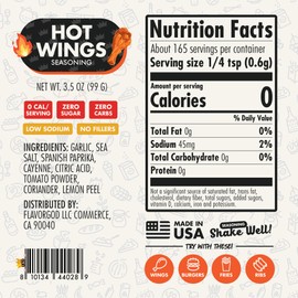 Hot Wings Seasoning Mix, 2 Bottles by Flavor God - Premium All Natural & Healthy Spice Blend for Chicken Wings & Eggs - Kosher, Low Sodium, Vegan & Gluten-Free - Great Flavor Spices and Seasoning Gift