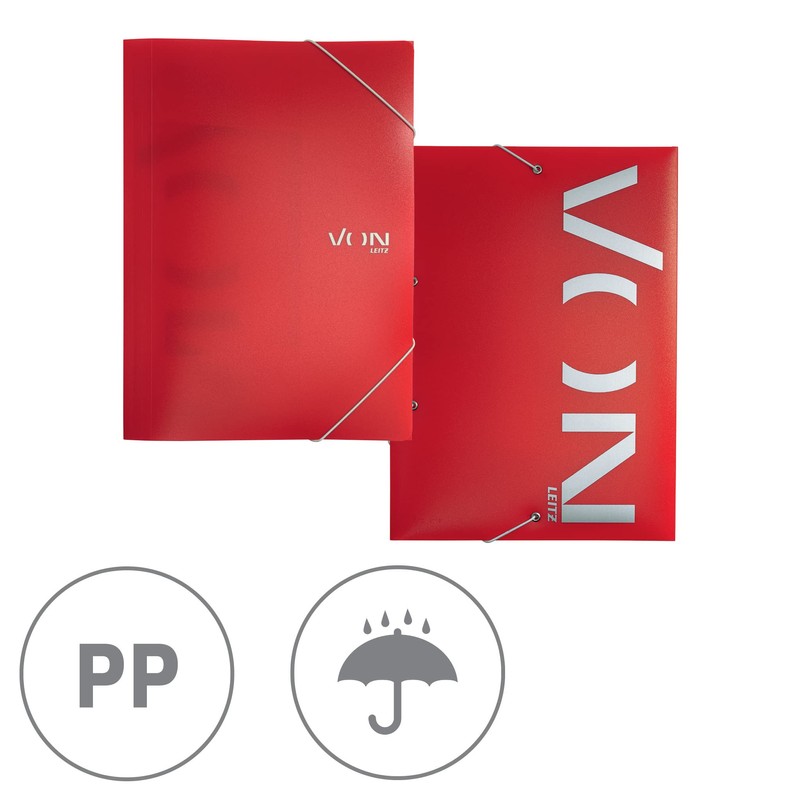 VON Leitz 30070025 A4 Folder with Elastic Band, Polypropylene Plastic,