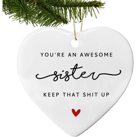 You’re an Awesome Sister, Gift for Sister, Birthday Gift for Sister, Soul Sister Keepsake, Awesome Sister Gift, Sister Ceramic Keepsake Heart, Sister Appreciation Hanging Decoration