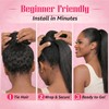 Yaki Straight Ponytail Extension for Black Women,16 Inch Synthetic Wrap-Around