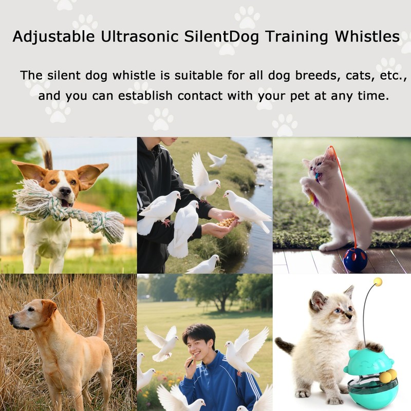 Professional Dog Training Whistle with Lanyard, 3 Adjustable Levels, Ultrasonic