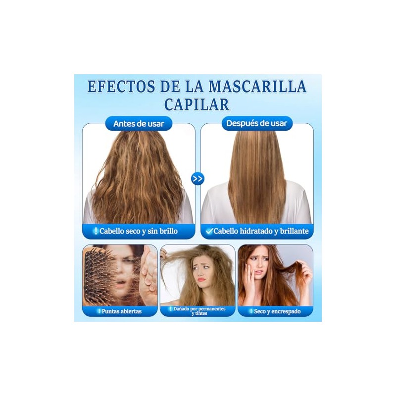 Crema para Peinar Cabello Rizado, 1000g, Mascarilla Capilar, Cuidado dos