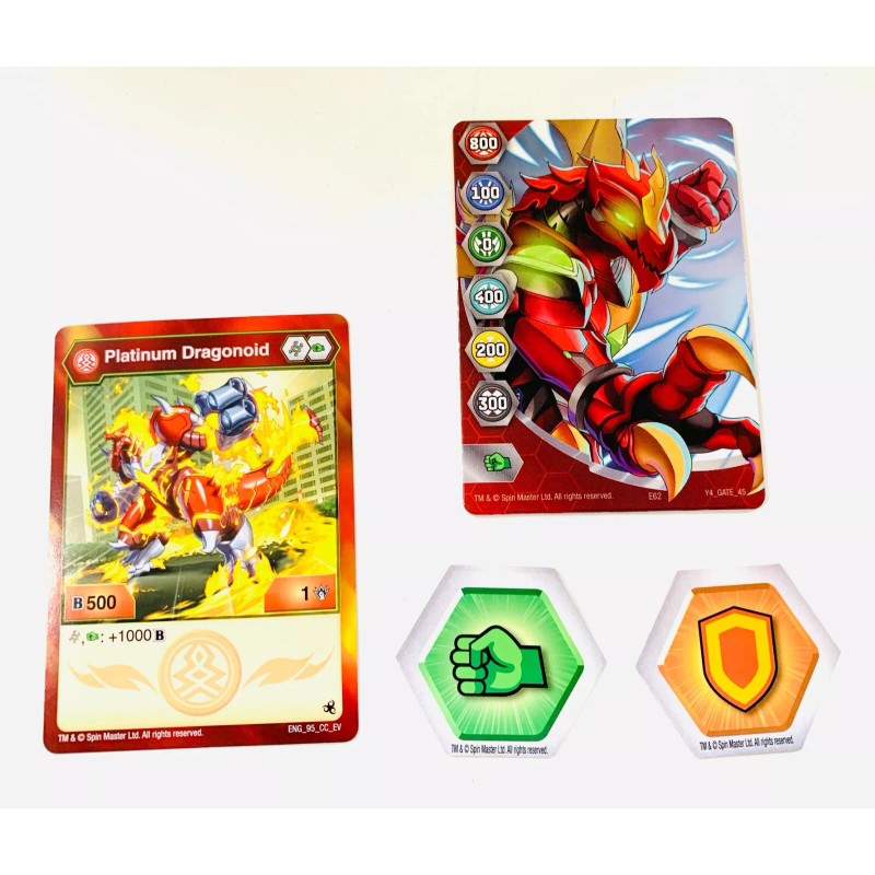 Bakugan PLATINUM - pyrus DRAGONOID - true METAL w/ Cards