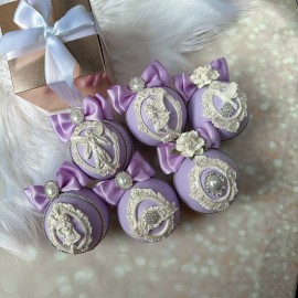 jelanny 6 Christmas tree purple ornament fairy tale crystal decoration bird decor gift