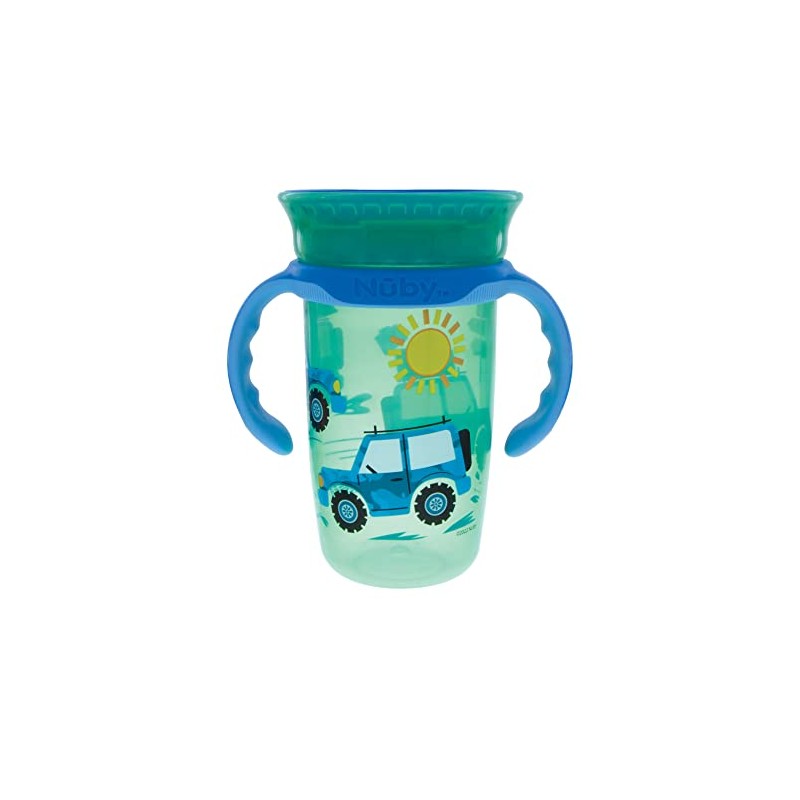 Vaso con Borde 360° - con Asas Removibles Camionetas/Verde
