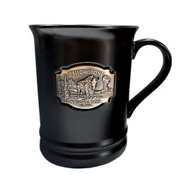 Americaware Yellowstone 3D Medallion 18 oz Black Matte Mug