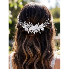 GORAIS Diadema de flores para novia, pelo de vid de cristal plateado, accesorios para el cabello para mujeres y niñas