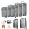 8 Set Compression Packing Cubes for Travel, Expandable Luggage Organizer with Shoe Bag & Laundry Bag - Lightweight Suitcase & Backpack Travel Essentials (Gray)
