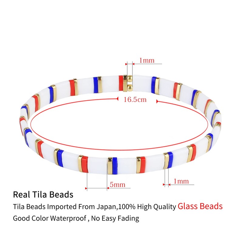 C·QUAN CHI Women Stackable Tila Bead Bracelets Flat Bead Bracelet