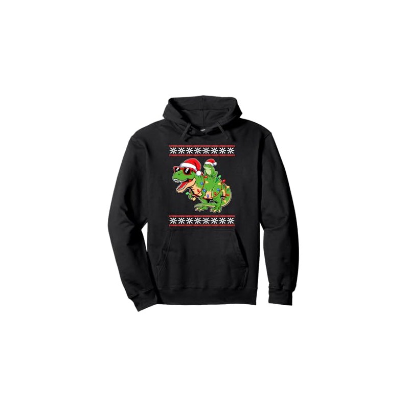 Christmas Frog T-Rex Dinosaur Tyrannosaurus Rex Frogs Pullover Hoodie