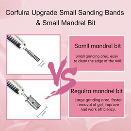 Sanding Bands for Nail Drill Nail Drill Bits Set, Corfulra Upgraded Small Sanding Bands with Mandrel Bit, 100 pcs 240 Fine Grits for Natural Nail, Nail Accessories of Nail Tech Must Haves, Purple