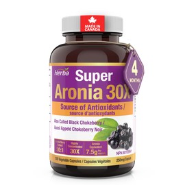 Herba Herba Aronia Berry Extract C 120 Capsules | 7,500mg Equivalent Per Capsule - 30:1 Extract | Black Chokeberry Supplement | 100% Natural Aronia Berry Powder in Vegetable Capsule | Made in Canada