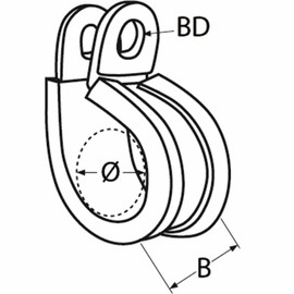 Yacht Steel AISI304/A2 Stainless Steel Bracket DIN 3016 with Rubber Insert 48 mm