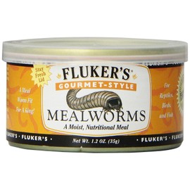 Fluker's Gourmet Mealworms, Canned Food for Reptiles, Fish, Birds and Small Animals, 1.23 oz