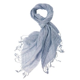 Prettystern Linen Plain Colour Mottled Fringe Men's Scarf, T108 Blue