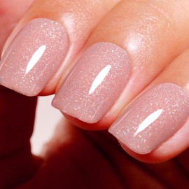 Ozzeal Glitter Gel Polish,Nude Mauve Pink Iridescent Glitter Gel Nail Polish Sparkle Shimmer Fall Winter Rainbow Soak off LED UV for Art DIY Manicure 15ML