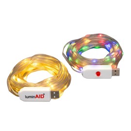 LuminAID LED String Lights - 2-Pack of 32ft USB Lights with 100 LED Bulbs per Strand - Warm White and Multicolor with 8 Modes - Perfect for Camping, Backyard, Patio, Indoor, Christmas, Power Outages