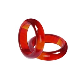 GIGB PBDK 2Pcs Red Crystal Carnelian Rings for Women Men Funky Vintage Stackable Natural Stone Thumb Ring Smooth Band Ring Valentine's Day Birthday Jewelry(9, red)