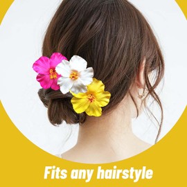 YIUWOD 3blumen Hair Clips - Flower Clips Hair - Flower Hair Clips - Suitable for Parties, Travel, Beach Holidays, Dates and Clothing Decorations, Small Accessories (White and Yellow Pink)