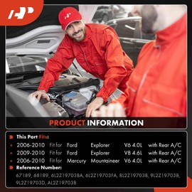 A-Premium Air Conditioner AC Compressor with Clutch Compatible with 2006-2010 Ford Explorer Mercury Mountaineer 4.0L 4.6L, FS20 Style, 6 Grooves, Only for with Rear A/C (Not Without Rear AC)