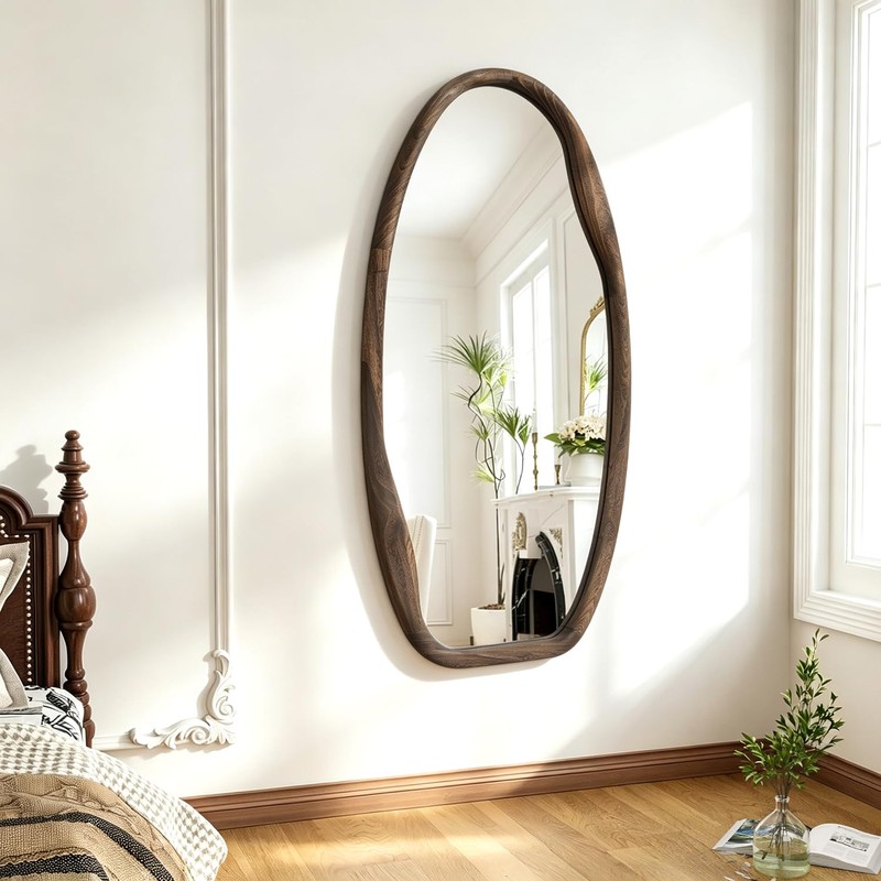JJUUYOU Irregular Wall Mirror Asymmetrical Bathroom Mirrors for Wall 40"X20"
