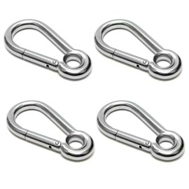 PRIOstahl Carabiner Hook with Thimble Chain Link - 7 x 70 mm x 4 Pieces with Snap Lock Eye Connection Link Snap Hook Attachment Hanging Chair Punch Bag Stainless Steel V4A