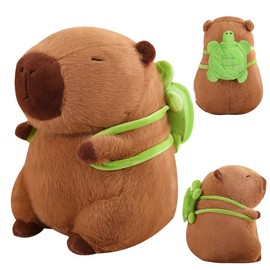 Capybara Cuddly Toy, 33 cm Capibara Plush Toy, Water Pig Cuddly Toy, Cute Capybara Cuddly Toy Plush with Turtle Backpack, Toy Stuffed Toy Capybara, Gift for Adults Children