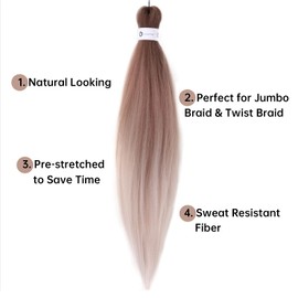 Pre-Stretched Braiding Hair Ombre Brown Braiding Hair Extensions 26 Inch 3 packs Hot Water Setting Professional Soft Yaki Synthetic Crochet Braids
