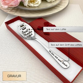 Nutella löffel Kaffeelöffel mit Gravur - Namenslöffel - nach Wunsch Überraschung - Gestaltung Edelstahl - Geschenk Nutella löffel in Geschenkbox