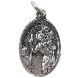 Silver Toned Saint Christopher Pocket Token Medal, Inspirational Christian Gifts for Men and Women, 1 Inch