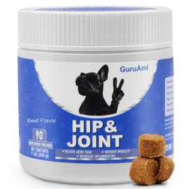 Glucosamine for Dogs - Hip and Joint Chews for Dogs with Glucosamine Chondroitin, MSM & Turmeric, Mobility Support Supplement for All Ages, 90 Beef-Flavored Chews