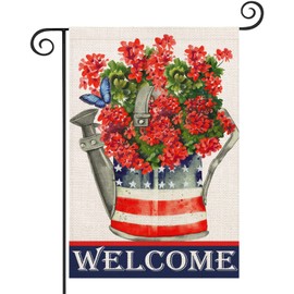 Easternproject Patriotic American Stars and Stripes Floral Welcome Garden Flag 12.5×18 Inch Double Sided 4th of July Independence Day Memorial Day Yard Outdoor Decor