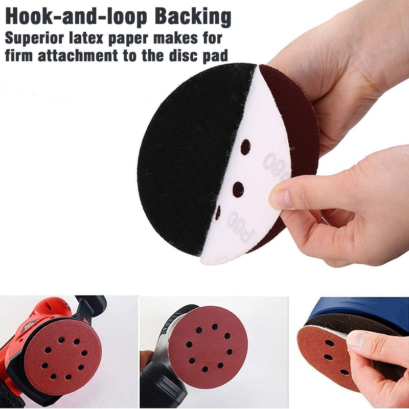 Sanding Discs 5 Inch 8 Hole,120 Grit Hook and Loop